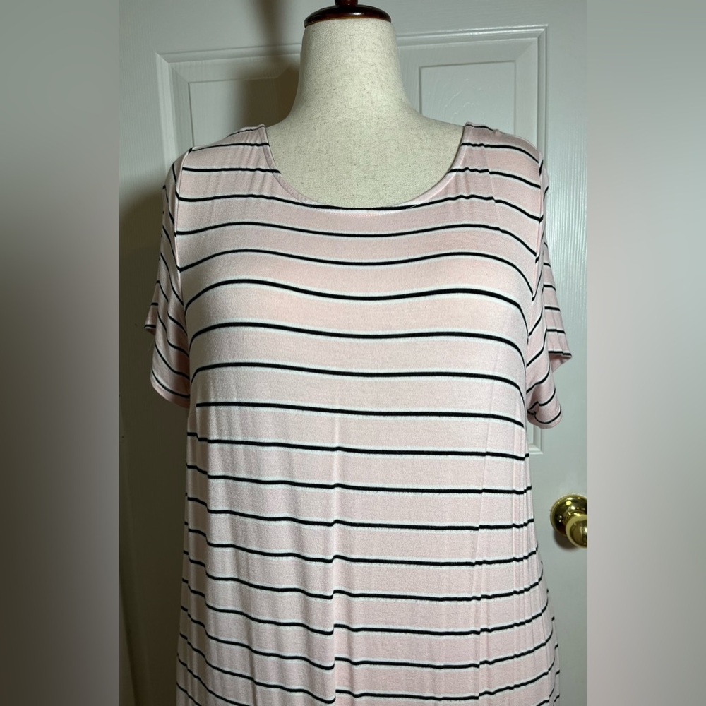 Lane Bryant Women’s Pink, Black and White Striped Maxi Dress - Picture 2 of 10